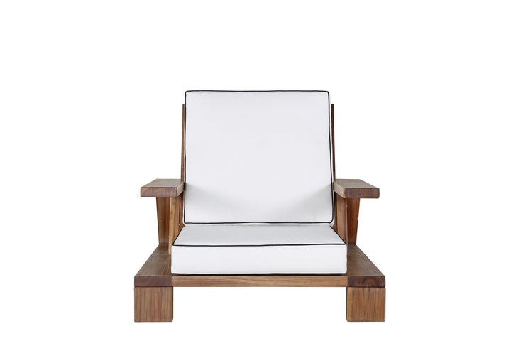 Venture Home Daria lounge chair-acacia wire brushed/off white cushion