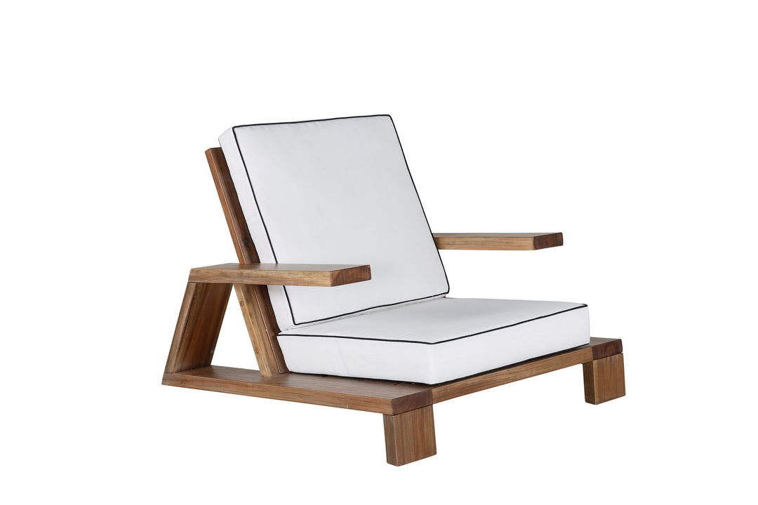 Venture Home Daria lounge chair-acacia wire brushed/off white cushion
