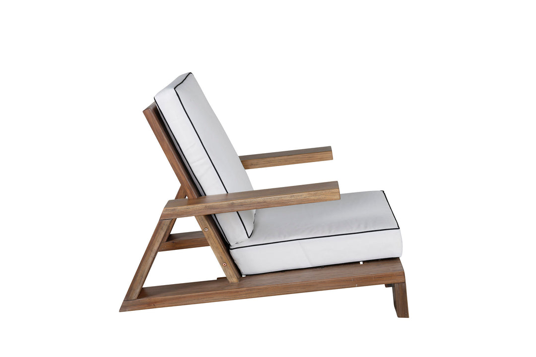 Venture Home Daria lounge chair-acacia wire brushed/off white cushion