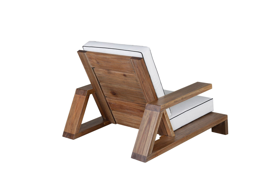 Venture Home Daria lounge chair-acacia wire brushed/off white cushion