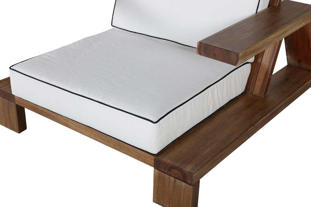 Venture Home Daria lounge chair-acacia wire brushed/off white cushion