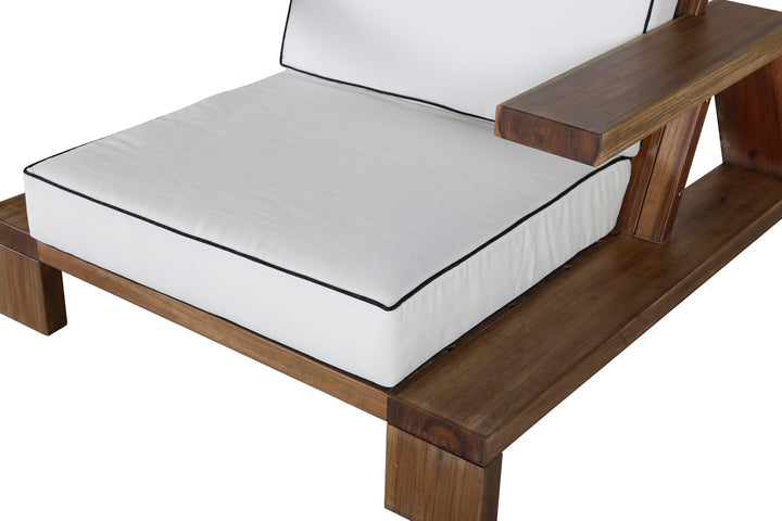 Venture Home Daria lounge chair-acacia wire brushed/off white cushion