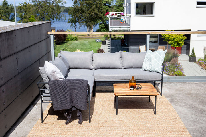 Venture Home Penh Balcony Corner Sofa - Black / Acacia