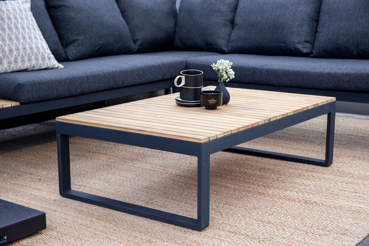 Venture Home Panama Corner Sofa - Black Alu / Grey Cushions / Acacia