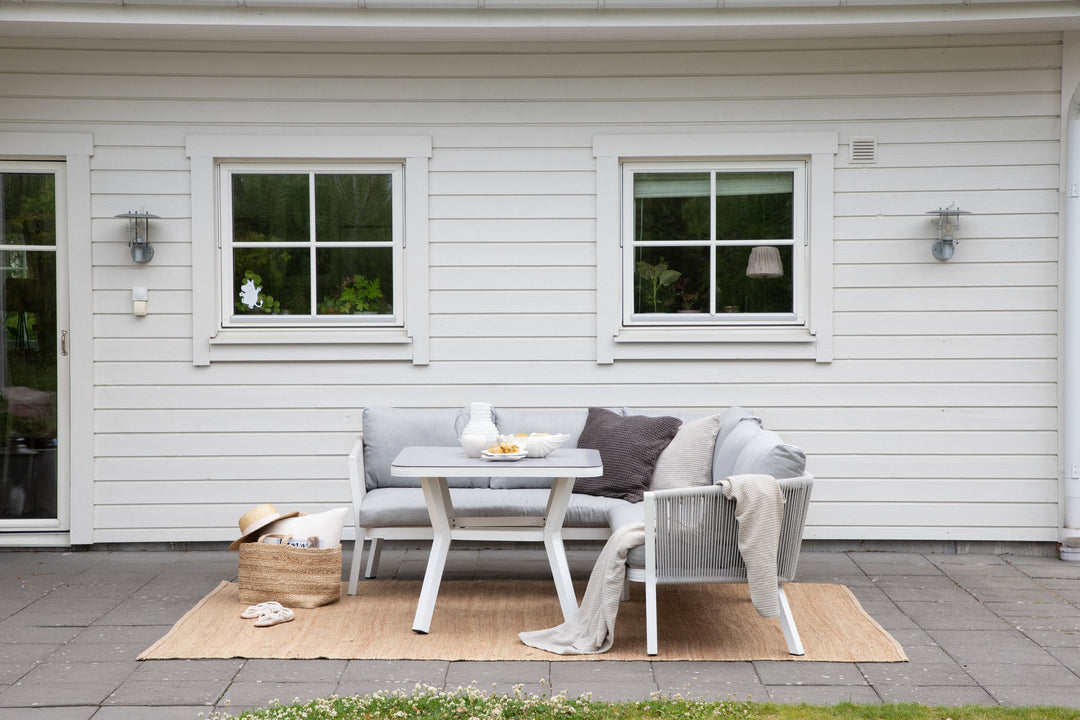 Venture Home Virya Corner sofa set  (3+2+1) White alu / Grey rope / grey cushion