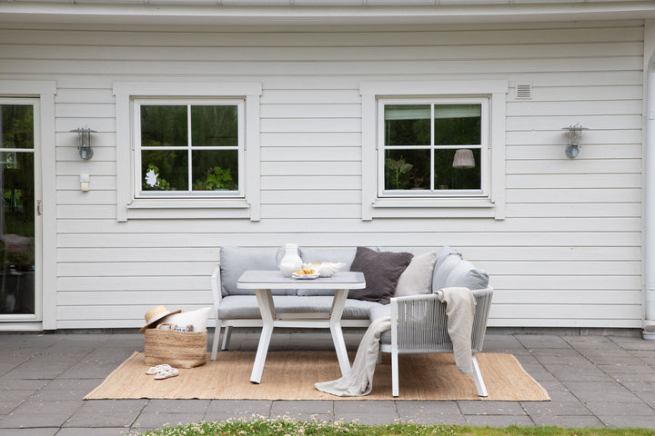 Venture Home Virya Corner sofa set  (3+2+1) White alu / Grey rope / grey cushion