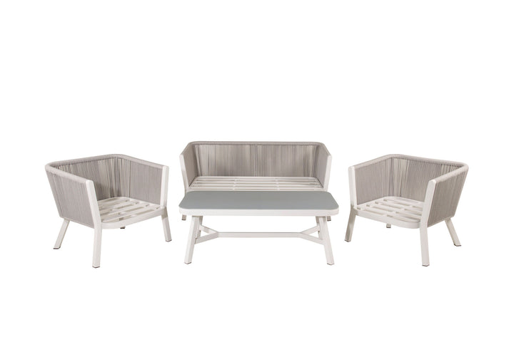 Venture Home Virya Lounge set (3+2+1) White alu / Grey rope / grey cushion