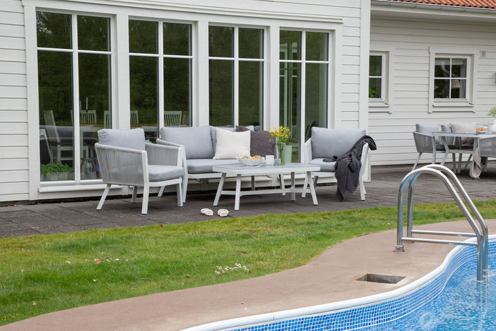 Venture Home Virya Lounge set (3+2+1) White alu / Grey rope / grey cushion