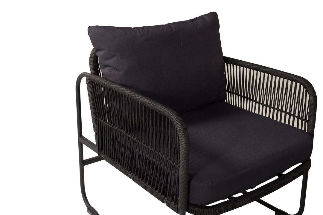 Venture Home Utah Lounge set - Black - Black rope (two seater + 2 one seater + table)