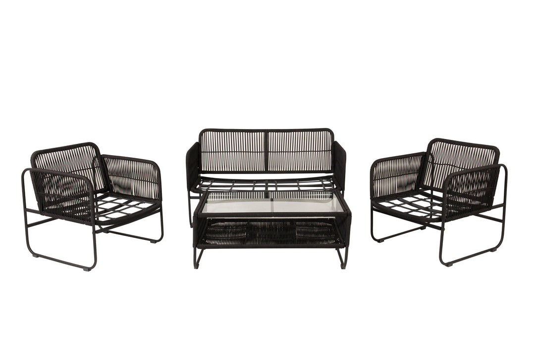Venture Home Utah Lounge set - Black - Black rope (two seater + 2 one seater + table)