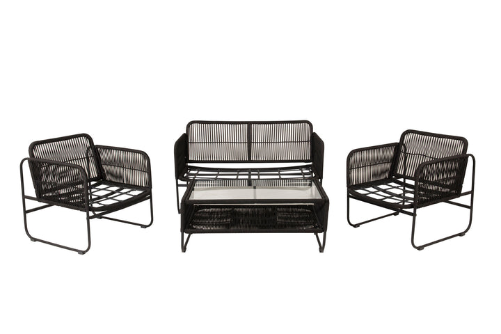Venture Home Utah Lounge set - Black - Black rope (two seater + 2 one seater + table)