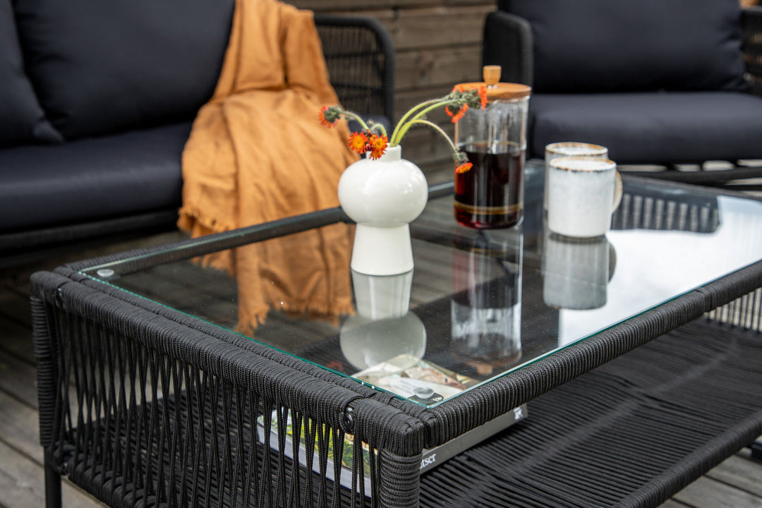 Venture Home Utah Lounge set - Black - Black rope (two seater + 2 one seater + table)