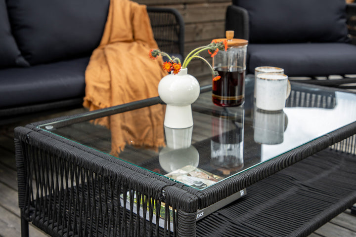 Venture Home Utah Lounge set - Black - Black rope (two seater + 2 one seater + table)