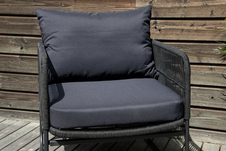 Venture Home Utah Lounge set - Black - Black rope (two seater + 2 one seater + table)