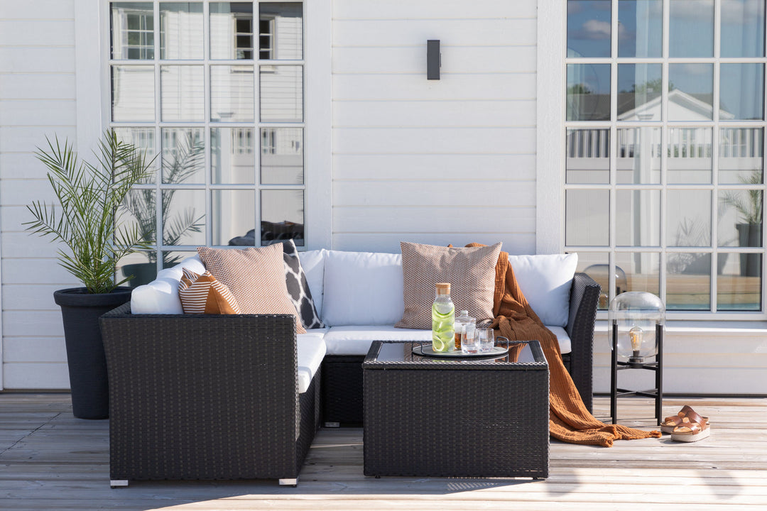 Venture Home Haiti Sofa Set - Black Wicker / White Cushion