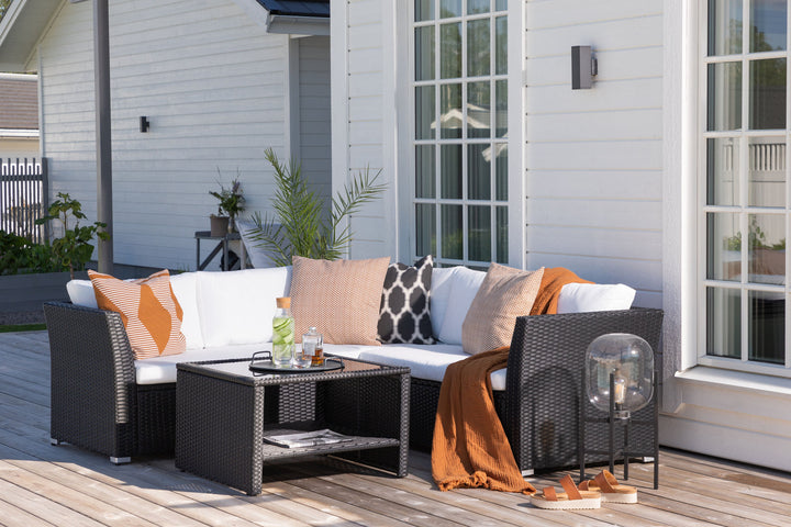 Venture Home Haiti Sofa Set - Black Wicker / White Cushion