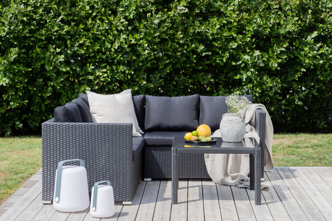 Venture Home Kuba Sofa Set - Black Wicker - Black Cushion
