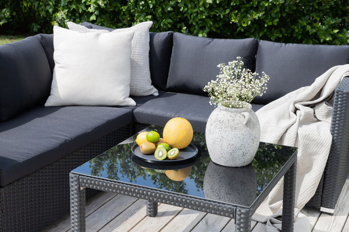 Venture Home Kuba Sofa Set - Black Wicker - Black Cushion