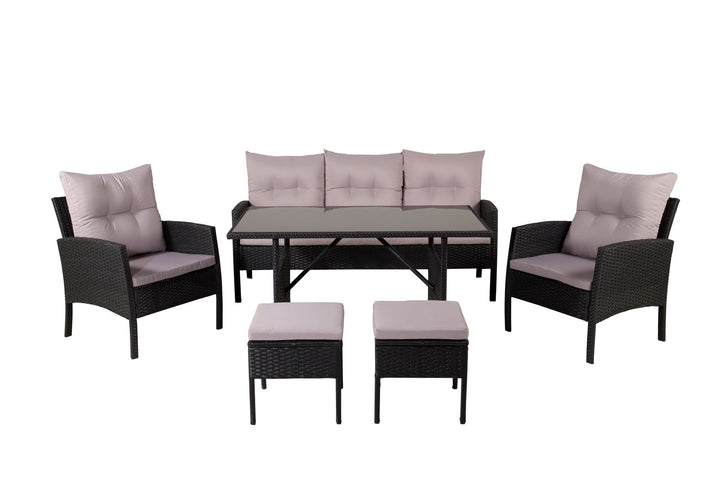 Venture Home Knock sofa Set - Black Wicker - Grey Cushion