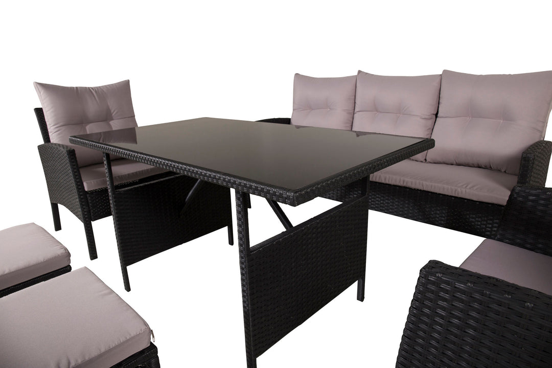 Venture Home Knock sofa Set - Black Wicker - Grey Cushion