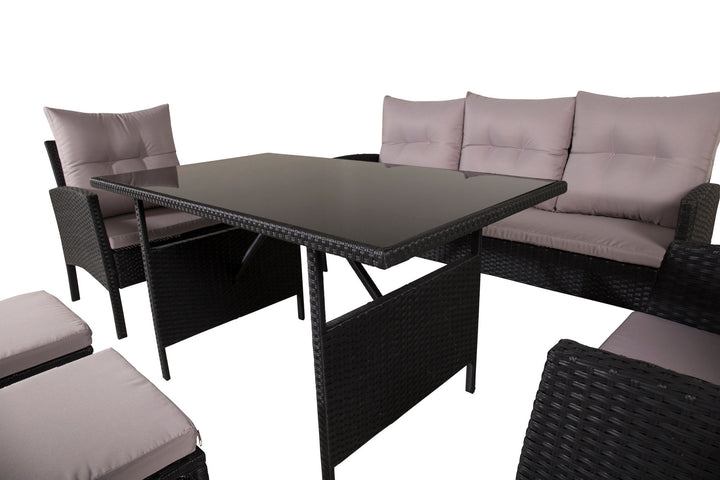 Venture Home Knock sofa Set - Black Wicker - Grey Cushion