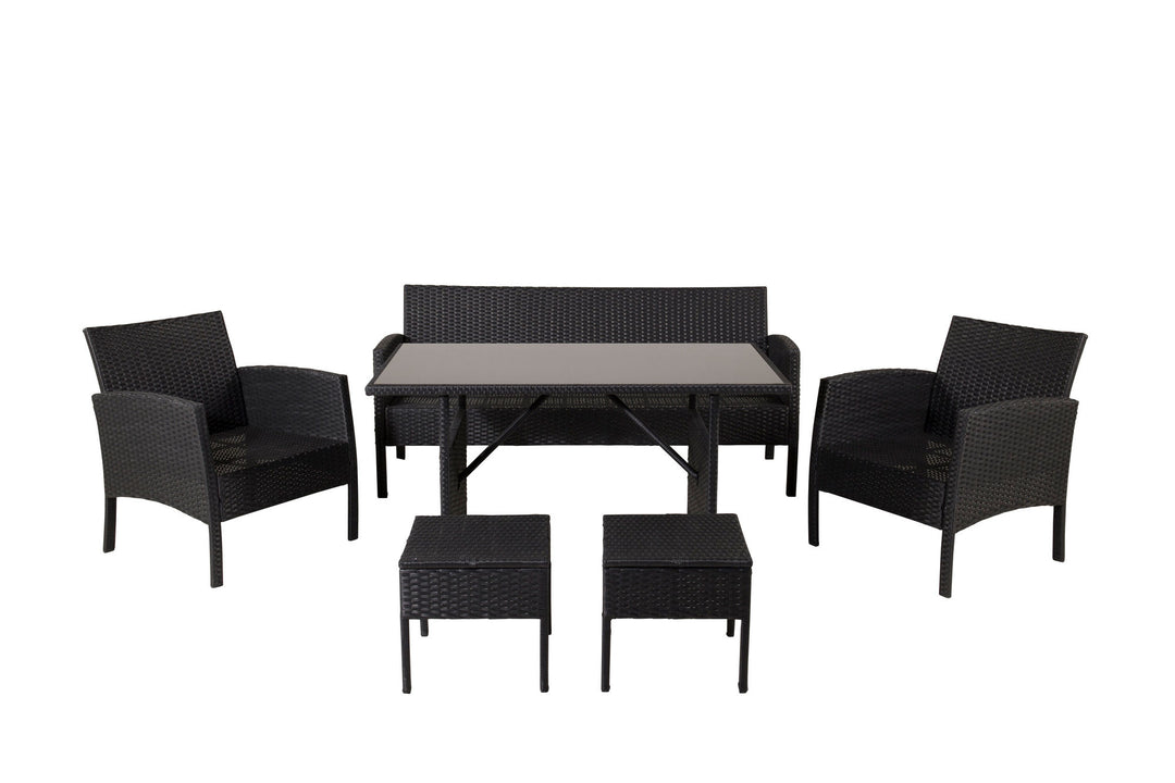 Venture Home Knock sofa Set - Black Wicker - Grey Cushion