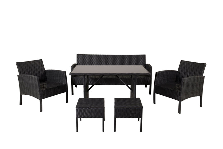 Venture Home Knock sofa Set - Black Wicker - Grey Cushion