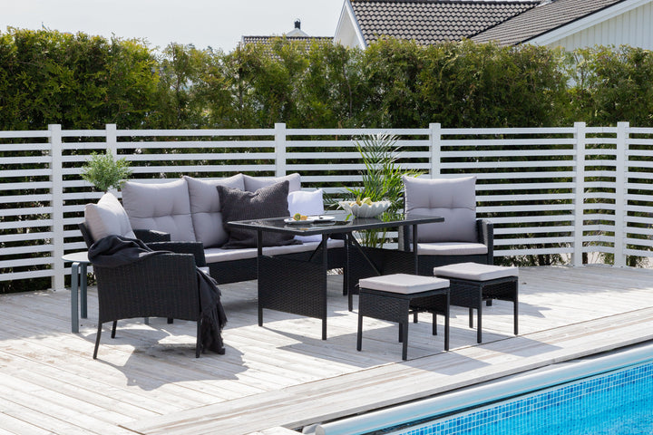 Venture Home Knock sofa Set - Black Wicker - Grey Cushion