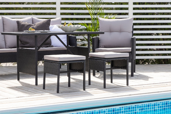 Venture Home Knock sofa Set - Black Wicker - Grey Cushion