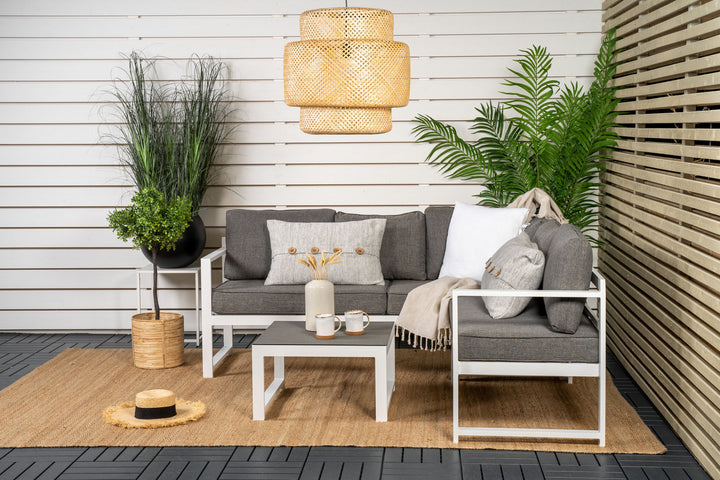 Venture Home Salvador Corner Sofa - White / Grey cushions