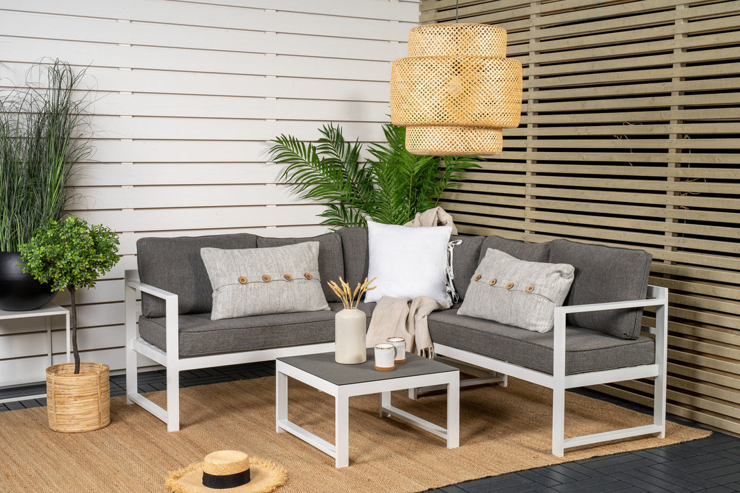 Venture Home Salvador Corner Sofa - White / Grey cushions