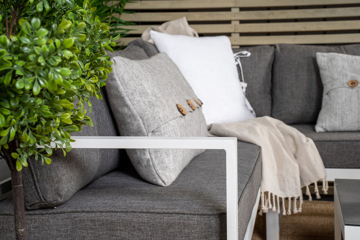 Venture Home Salvador Corner Sofa - White / Grey cushions
