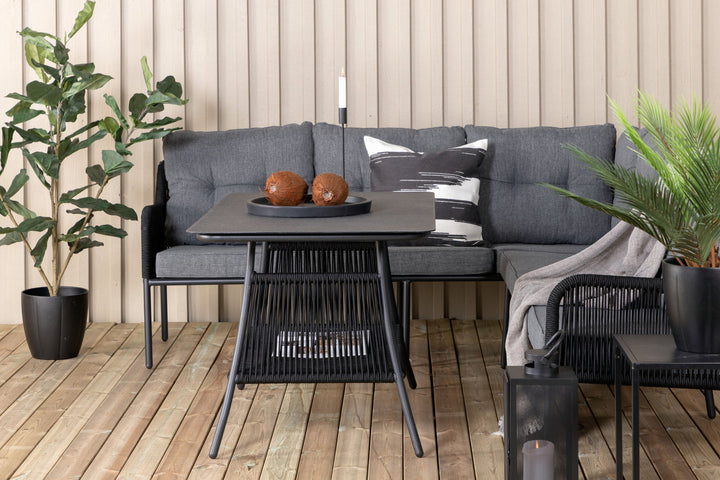 Venture Home Berlin corner set With Rope Black / Black / Black / Grey Cushion