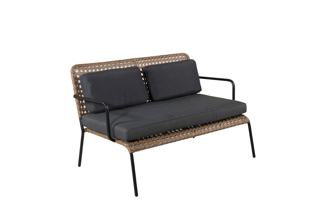 Venture Home Paola Sofa set - Black Steel / Nature Wicker / Black Cushion