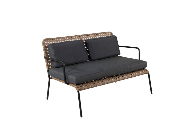 Venture Home Paola Sofa set - Black Steel / Nature Wicker / Black Cushion