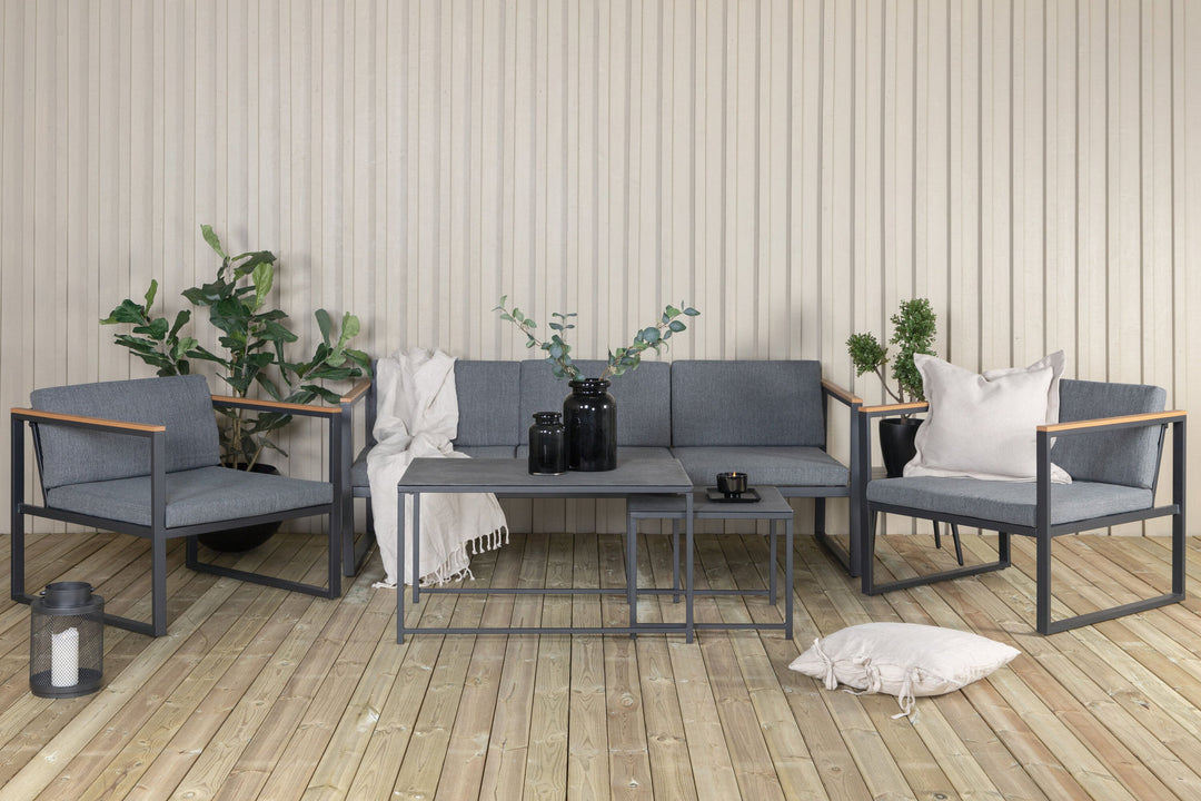 Venture Home Dakar Sofa set -Black frame/grey cushion,/Spray stone Glass