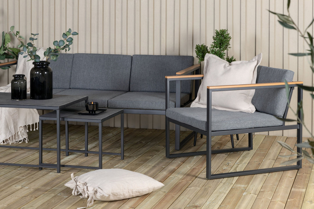 Venture Home Dakar Sofa set -Black frame/grey cushion,/Spray stone Glass