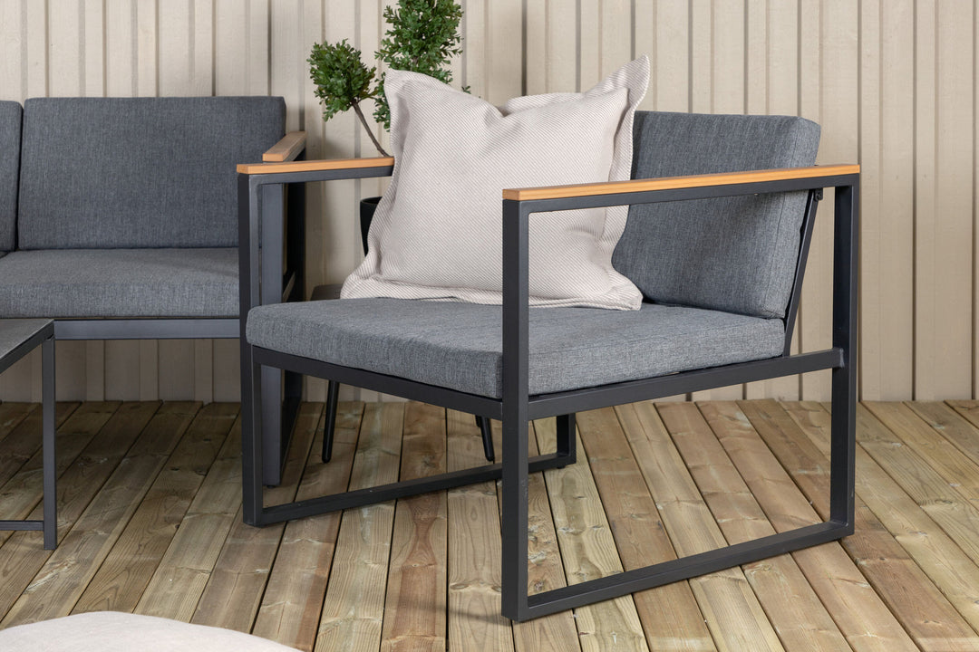 Venture Home Dakar Sofa set -Black frame/grey cushion,/Spray stone Glass