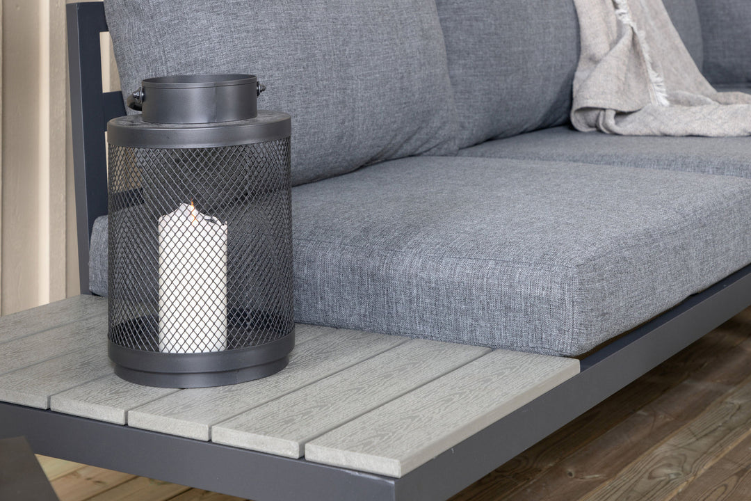 Venture Home Odense sofa set- - BLACK alu / Grey Cushion / Grey Aintwood