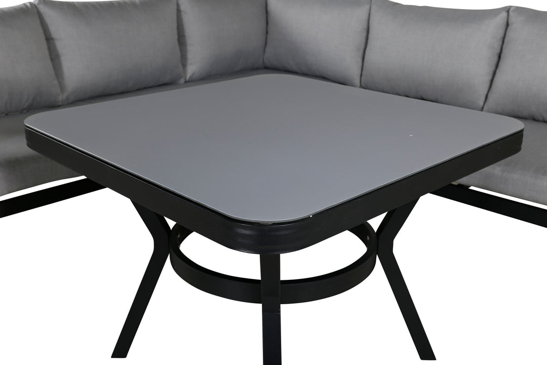 Venture Home Virya Corner sofa set  (3+2+1) BLACK alu / Grey rope / grey cushion