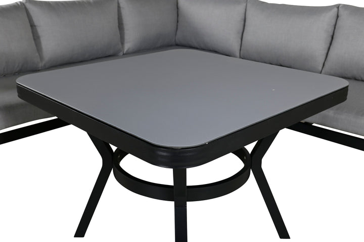 Venture Home Virya Corner sofa set  (3+2+1) BLACK alu / Grey rope / grey cushion