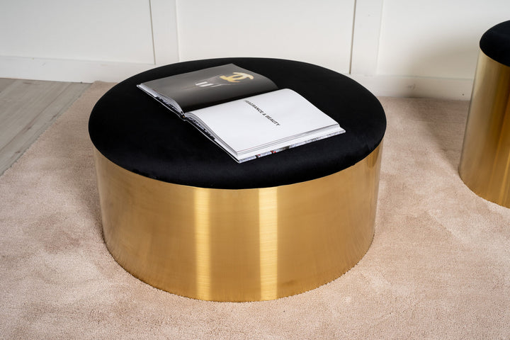 Furniture Fashion Puff - Stool ø75 - Black / Shiny Brass