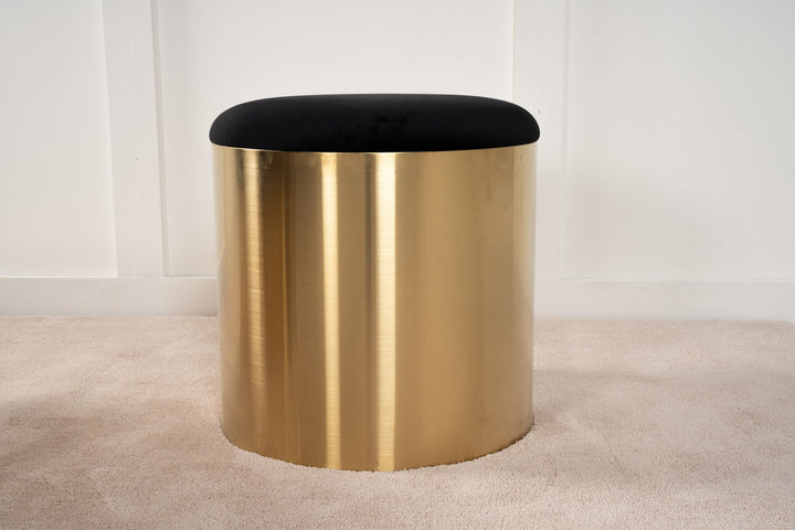 Furniture Fashion Puff - Stool ø45 - Black / Shiny Brass
