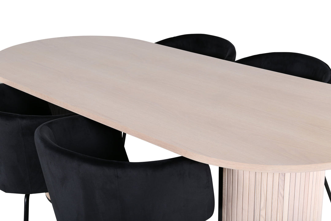Venture Home Bianca Oval Dining Table - White Wash / Black Veneer+Berit Chair - Black / Black Velvet_4