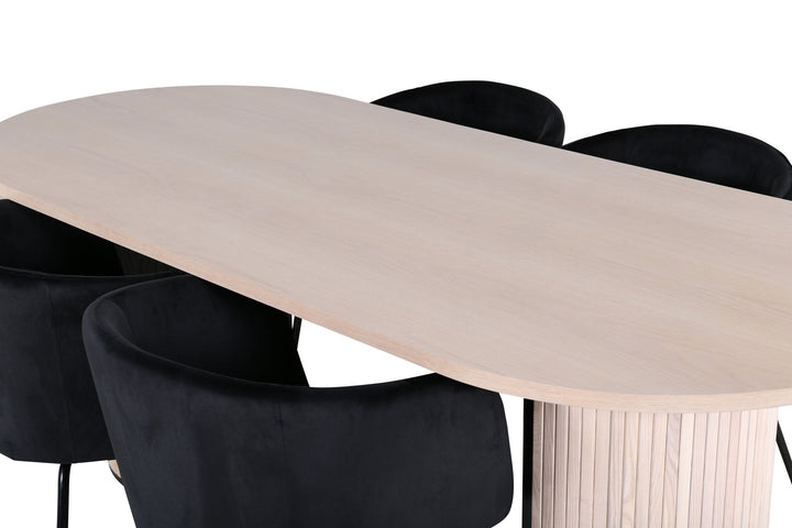 Venture Home Bianca Oval Dining Table - White Wash / Black Veneer+Berit Chair - Black / Black Velvet_4