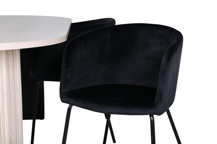 Venture Home Bianca Oval Dining Table - White Wash / Black Veneer+Berit Chair - Black / Black Velvet_4