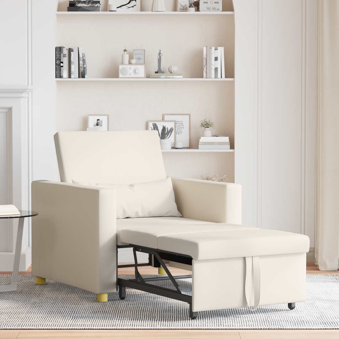 Utrækkelig sovesofa enkelt Cremehvid 90 x 165 x 87 cm Stof