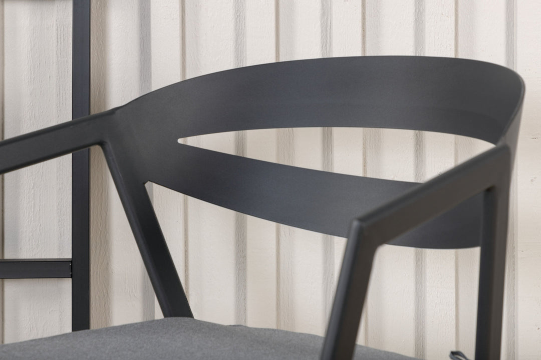 Venture Home Slit - Dining Chair inc Cushion- Black /Grey - Aluminium -