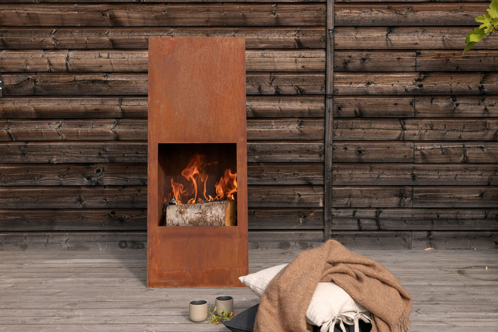 Venture Home Bastian - Fire Basket Cube- Rusty Orange - -
