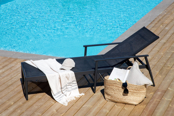 Venture Home Break - Sun Lounge 2-pack - Black / Black - Aluminium / Textilene -